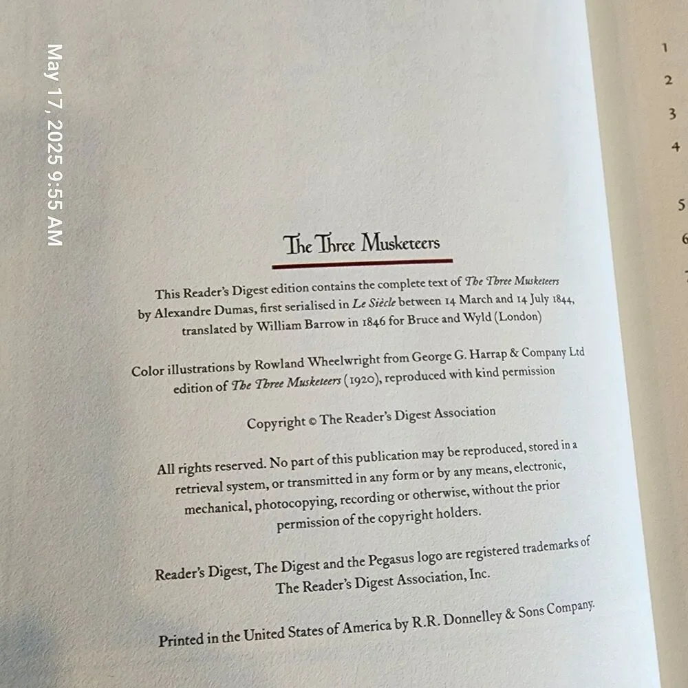 Three Musketeers Alexander Dumas Reader's Digest Deluxe Edition 1999 Hard Cover - Picture 3 of 5